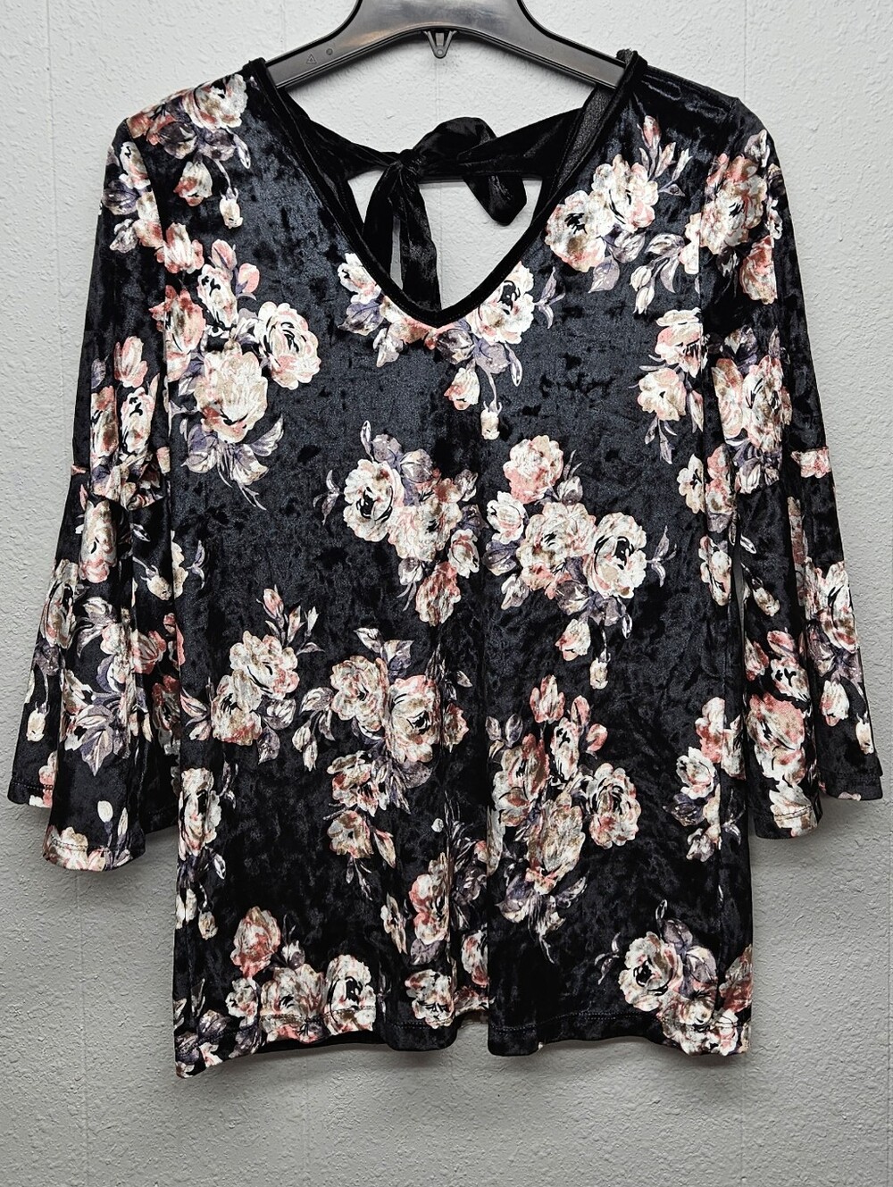 Tribal Jeans Floral Velvet Blouse Top Womens XS Garden Girl Casual Grandma Core